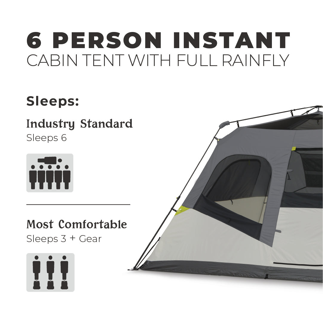 6 Person Instant Cabin Tent with Full Rainfly 11' x 9'