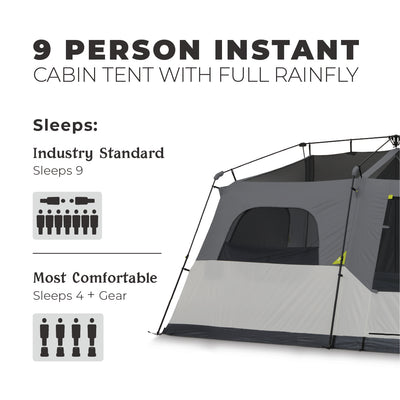 9 Person Instant Cabin Tent with Full Rainfly 14' x 9'