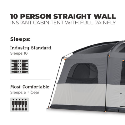 Tente cabine à parois droites pour 10 personnes avec double-toit complet 14 pi x 10 pi