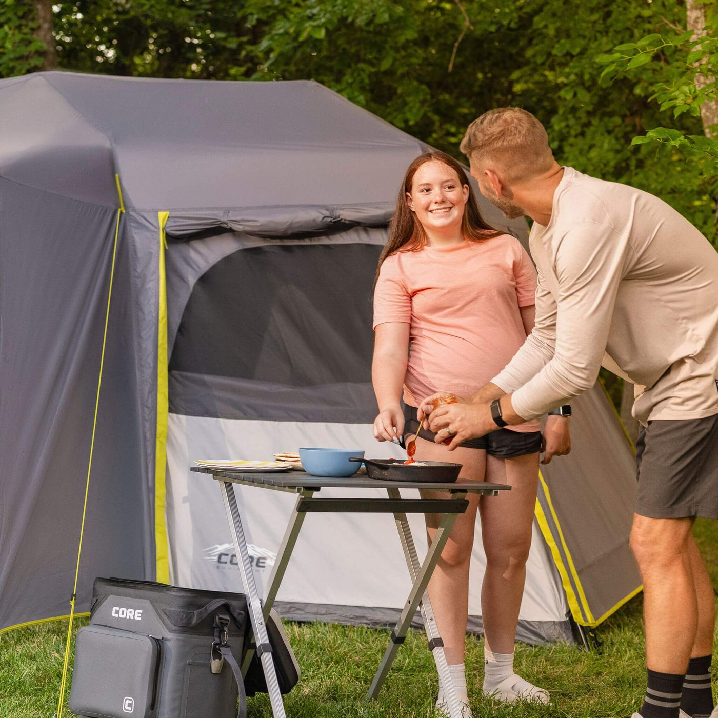 core equipment 12 person tent Instant Cabin with Full Rainfly Centurion E-Fire R850i Sport water repellent fabrics with Farbe:Metallic Blue Camping | Camping i