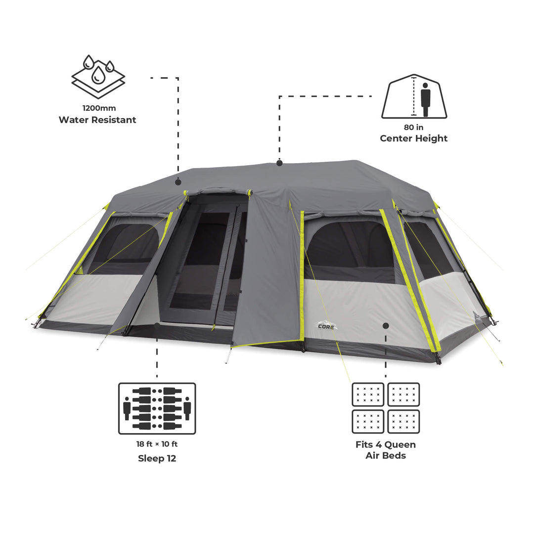 12 Person Instant Cabin Tent with Full Rainfly – Core Equipment Canada