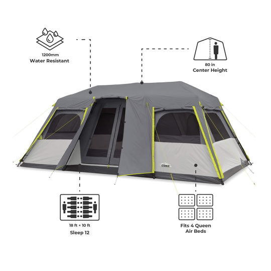 12 person instant tent 12 Person Instant Cabin Tent with Full Rainfly – Core Equipment Canada