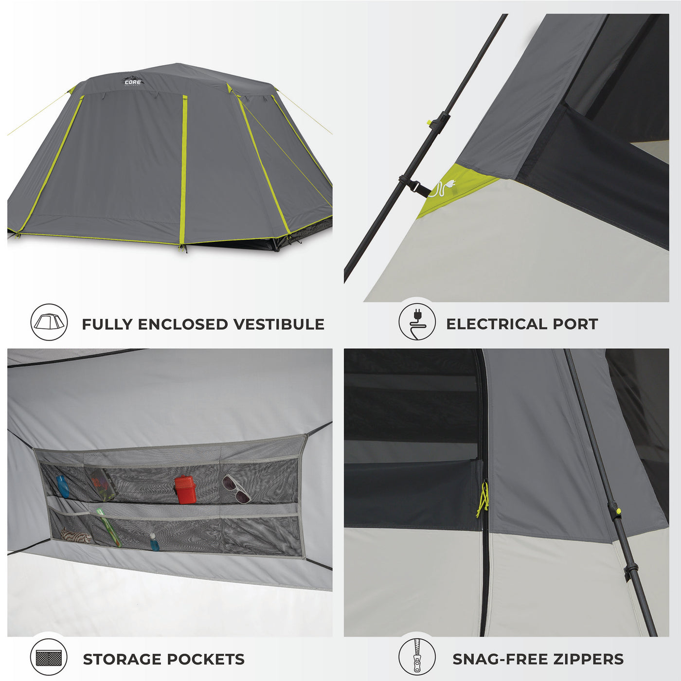 6 Person Instant Cabin Tent with Full Rainfly 11' x 9'