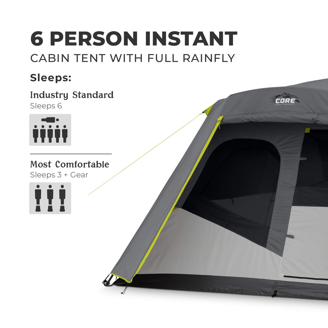 6 Person Instant Cabin Tent with Full Rainfly – Core Equipment Canada