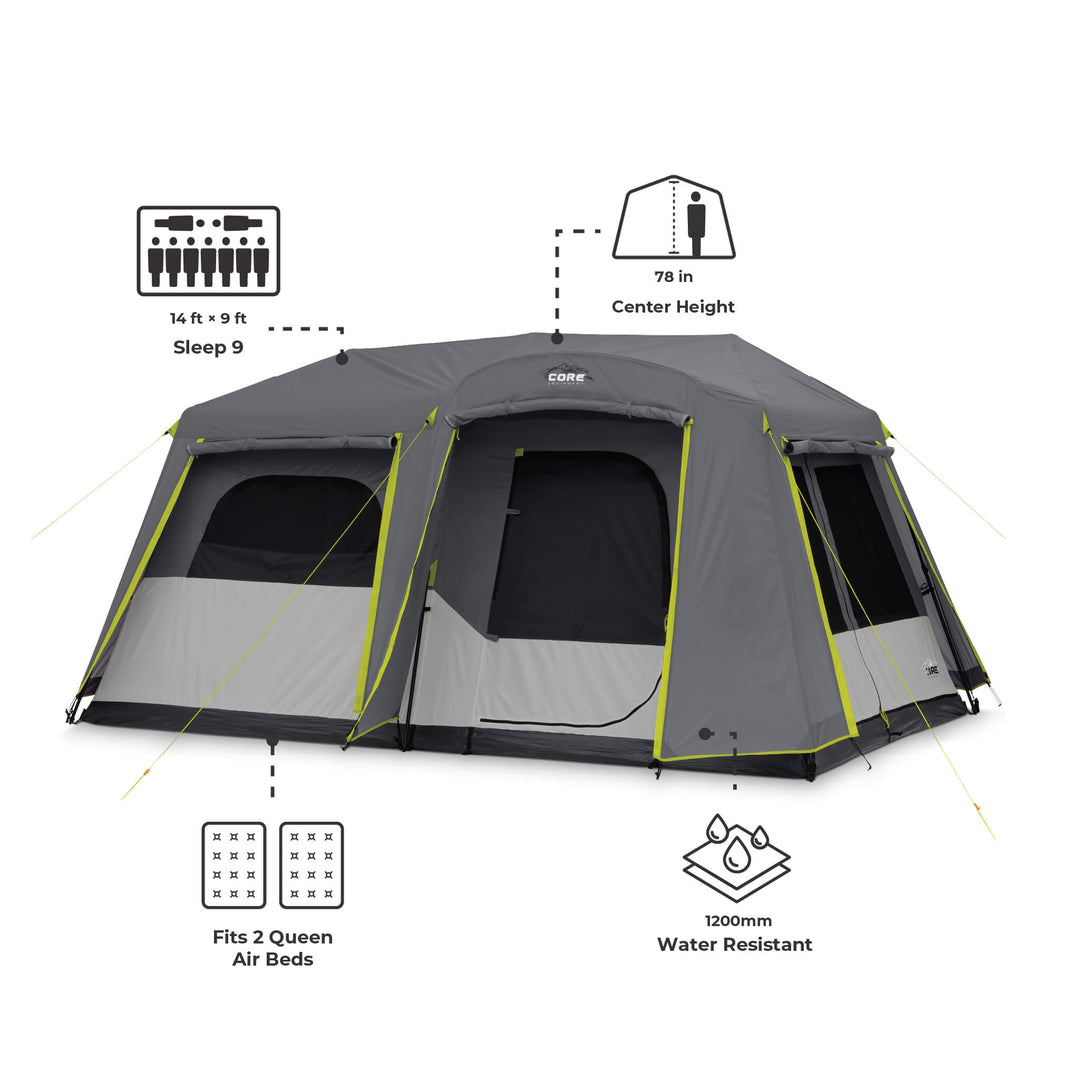 tent 9 person 9 Person Instant Cabin Tent with Full Rainfly – Core Equipment Canada