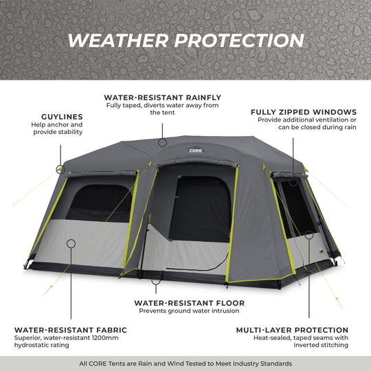 core instant tent 9 Person Instant Cabin Tent with Full Rainfly – Core Equipment Canada