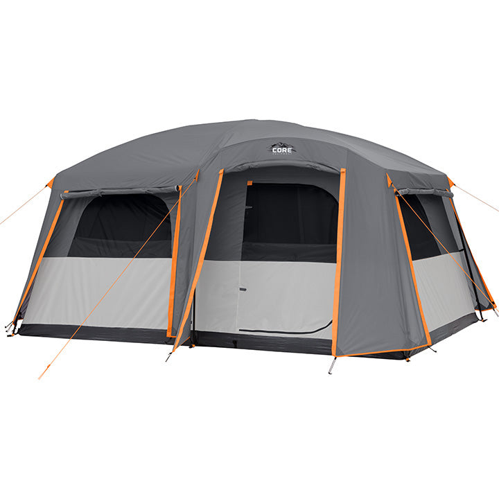 Core core 10 person tent, large multi room tent for family, included tent  gear loft organizer